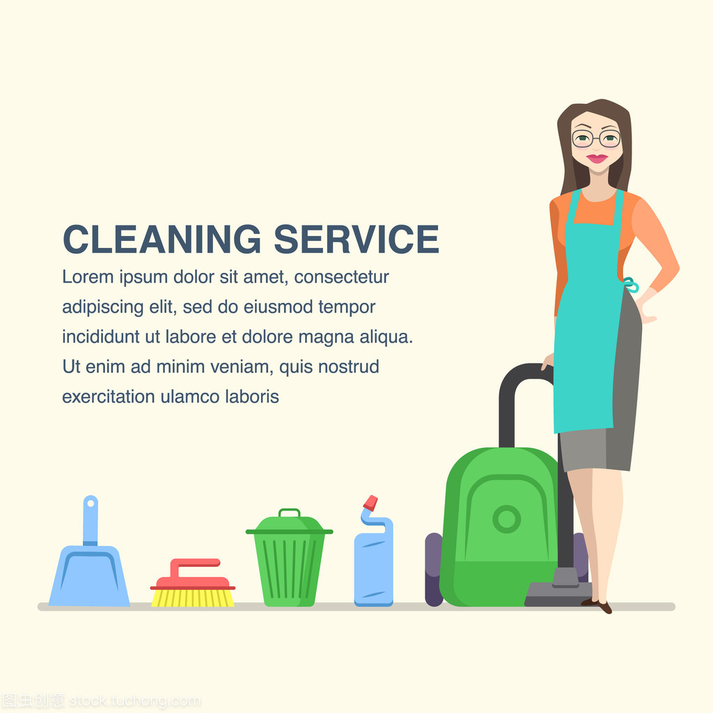 卡通女人性格的清洗及保洁服务 专业、温暖与信赖的象征